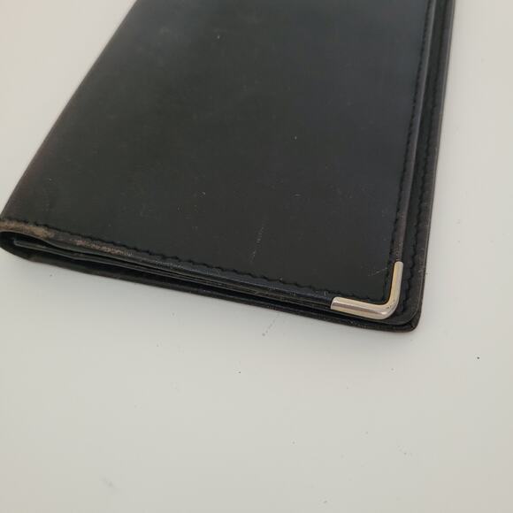 Dunhill Designer Checkbook Card Slim Bill Holder Wallet Black Bifold Leather - Picture 9 of 10